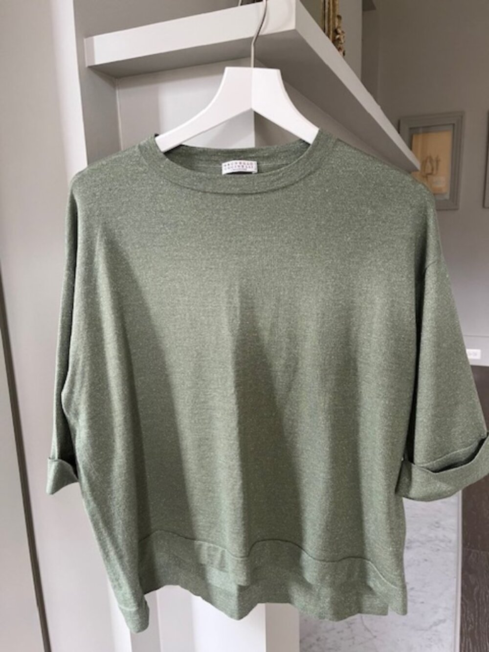 Brunello Cucinelli green metallic sweater